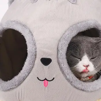 Nye Ankomst!!Kitty Bed Hus Semi-lukket Aftagelig Komfortabel Kitty Formet Kat Rede for Pet 9262