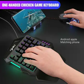 35 Taster Én-Hånds Mekanisk Gaming Tastatur RGB-Baggrundsbelyst Bærbare Mini-Gaming Tastatur Game Controller Til PC, PS4 og Xbox Gamer 94429