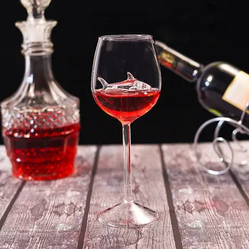 Red Vin Briller med Haj Inde i Flammernes-Glas, Fører-Gratis Klart Glas til Hjemmet Bar Part HFing 97128