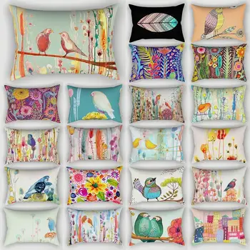 Blomst Broe Tema Farverige Kunst Soveværelse Rektangel Dekorative pudebetræk Stue Sofa Pude Dække 30x50 Plys Pillowcover 9931