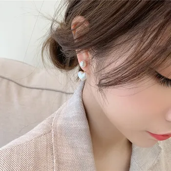 2021 Nye Koreanske Simuleret Perle Hjerte Trendy Simple Temperament Pendientes Mujer Mode Smykker Sød Brincos