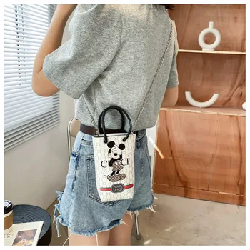 Disney Pige Håndtaske Nye Mode Pu Tegnefilm Anime Print Damer One-shoulder-Messenger Taske med Stor Kapacitet Opbevaring Cosmetic Bag