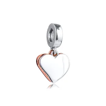 Mousserende Freehand Hjertet Dingle Charms til Smykker at Gøre Klar CZ Steg Gyldne Vedhæng i Sølv 925 Charms Armbånd 2020 ny