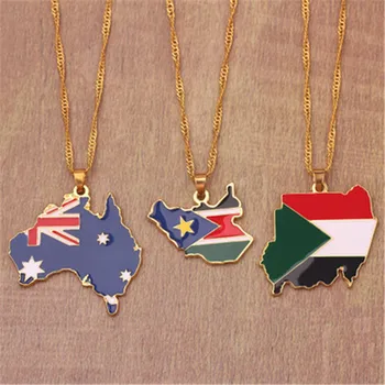 QIAMNI Land Kort Halskæde Usa Kurdistan Sydafrika Jamaica, Haiti, Egypten, Irland Somalia Kort Flag Halskæde til Mænd