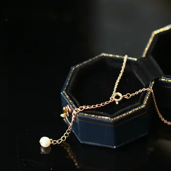 FXLRY Vintage Håndlavede Naturlige Ferskvands Perle Enkelt Kvast Kravebenet Kæde Halskæde Til Kvinder, Brude Bryllup Smykker