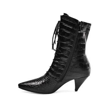 MORAZORA 2020 Stor størrelse 33-45 høj kvalitet ankel støvler tyk høje hæle spids tå sko kvinde mode snøre kvinder støvler