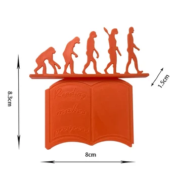 3D Stereo Teori Om Evolution Bogmærke Kreative Tegnefilm Orangutang Læse en Bog Markerer Sider Kid Gave, Skole Leverancer af Kontorartikler