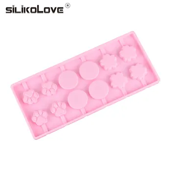 SILIKOLOVE 12 Hulrum Silikone Slikkepind Forme Kat Klo Blomst Pop Mould Bakke for DIY Hjemmelavet Dessert Værktøjer for Børn