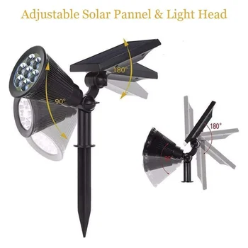 7 LED-Lampe Solar Light OutdoorsPowered Justerbare Spotlys I Jorden, IP65 Vandtæt Landskab Haven Dekoration Udendørs