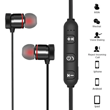 SportBluetooth-kompatible Hovedtelefoner støjreducerende Hovedtelefoner Hals Øretelefoner Magnetiske Bas, Stereo For Huawei, Samsung Xiaomi
