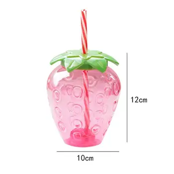 Søde Jordbær Kop Med Sugerør Kreative Klar Plast Vandflasker For Kids Pige Student Bærbare Koldt Vand At Drikke Kopper