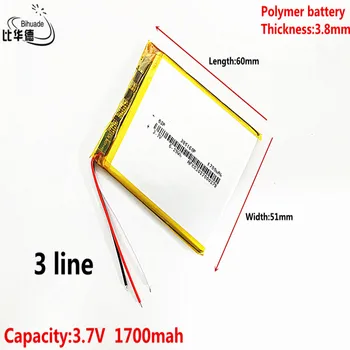 3 Liter energi-batteri 3,7 V,1700mAH 385160 Polymer lithium-ion / Li-ion-batteri i tablet pc-BANK,GPS,mp3,mp4