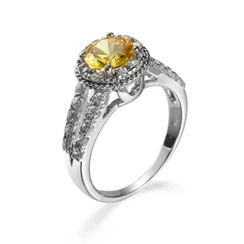 Anillos Yuzuk Luksus Kvindelige Pige Krystal med CZ Ring i 925 Sterling Sølv, Gul Ring Løfte forlovelsesringe For Kvinder