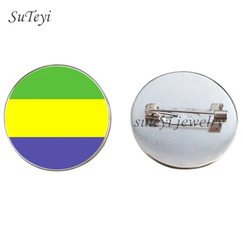 SUTEYI Afrika Land Flag, Emblemer Broche Guinea-Bissau/Ghana Mønster Pins Smykker Gabon/Zimbabwe Glas Kuppel DIY Brocher