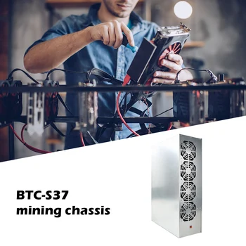BTC-S37 Minedrift Chassis Combo 8 GPU Bitcoin Crypto Ethereum BTC-Lavt Strømforbrug Minedrift Bundkort med 4 Fans 8GB RAM mSATA SSD
