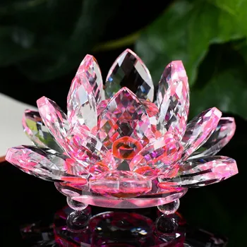 Kvarts Krystal Lotus Blomst Kunsthåndværk Glas Brevpresser Fengshui Ornamenter Figurer Hjem Bryllup Part Indretning Gaver 50N
