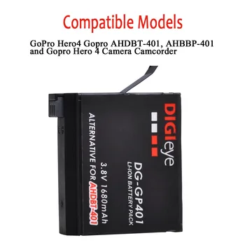 3Pcs Gopro Hero 4 Udskiftning af Batteri + LCD-USB-Oplader til GoPro Hero 4 Black Hero 4 Splint AHDBT-401 Action Kamera Batería