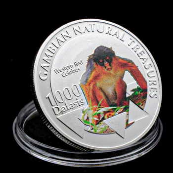 Sølv Forgyldt Gambiske Naturlige Treasumres Westem Red Colobus Abe Medalje Souvenir-Mønt Dyr Collectible Mønter Gave