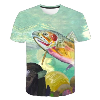 Sommeren Fisk Udendørs 3D-Print Kids T-Shirt med Cool Fiskeri O-Hals, Korte Ærmer Casual Hip Hop Drenge T-Shirts Børn Tøj Toppe