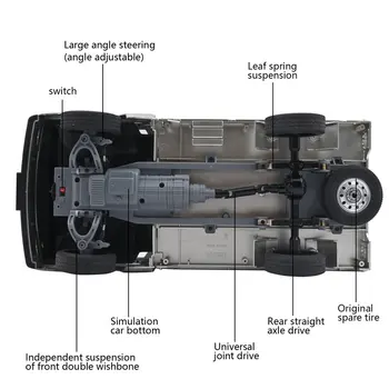 WPL-D12-1/10 2,4 G 2WD Fjernbetjening Lastbil Børstet Klatring Bil Med LED Lys Simuleret Drift Bil Legetøj Til Børn Gaver