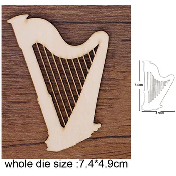 Spåntagende dør skær skimmel die er et musikinstrument, harpe dekoration Scrapbog papir hobbykniv mould blad punch stencils dør