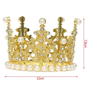 1stk Pearl Crown cake topper Lille Tiaras Krystal Perle Prinsesse Kage Toppers Bryllup Fødselsdag Kage Dekoration Pynt