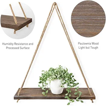 Premium Træ Swing Hængende Reb Væggen ndoor udendørs udsmykning enkle design Monteret Svævende Hylder – Anlæg Flower Pot 2021