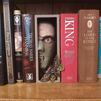 Horror Kiggede På Boghylden Monster Menneskelige Ansigt Harpiks Bogstøtter Bookstand Skulptur Indsamling Cd-Albums Reol Indretning