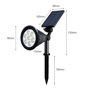 7 LED-Lampe Solar Light OutdoorsPowered Justerbare Spotlys I Jorden, IP65 Vandtæt Landskab Haven Dekoration Udendørs