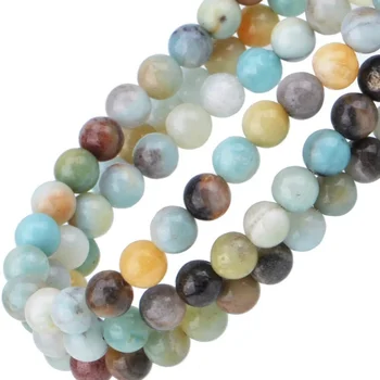Multi-Farvede Amazonit Perle 4/6/8/10 Mm Rund Løs Perler til smykkefremstilling Halskæde DIY Armbånd Tilbehør
