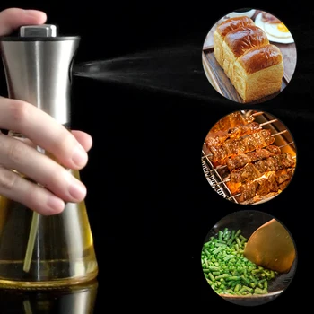 Tryk Tætte 304 Rustfrit Stål Olie Spray Flaske Med Dispenser Køkken Gadget