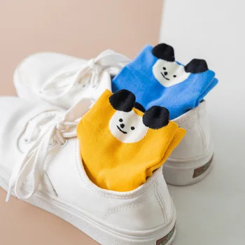 5 Par Pack Søde Lille Panda Kvinder Bomuld Sokker Til Sjove Tegneserie Harajuku Gaver Solid Farve Korea Style Kvinde Casual Besætning Sox