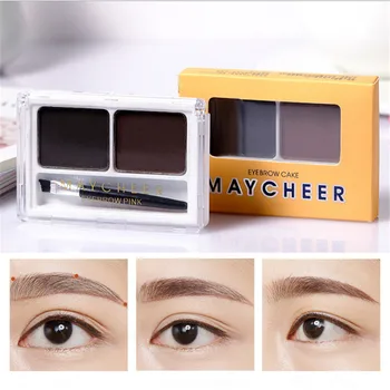 1pc Eye Makeup Palette Børste Kit Sæt 2 Farve Vandtæt Eyeshadow Palette Øjenbryn Pulver Kvinder Skønhed Gøre Op Kosmetiske Værktøj