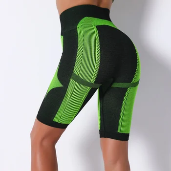 Problemfri høj talje grønne print sexet yoga shorts Kvinder push up fitness sports shorts om Sommeren mini kvindelige workout fitness shorts
