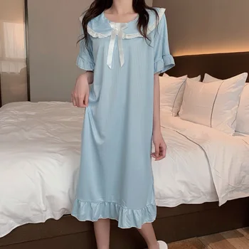 Søvn Kjole Kvinder Japansk Prinsesse Style Nattøj Kawaii Værelses Bære Sommer 2021 Natkjole Lace Nattøj Bue Nightdress Damer