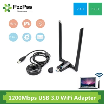 PzzPss Trådløse netværkskort 1200Mbps Lang Række AC1200 Dual Band-2,4 G+5G Wireless USB 3.0-WiFi 802.11 ac Adapter wifi-Antenner