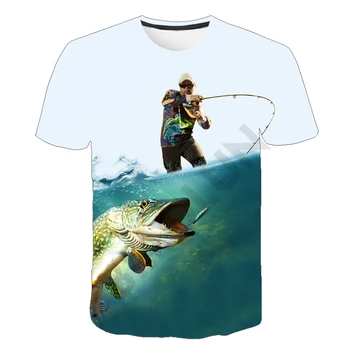 Sommeren Fisk Udendørs 3D-Print Kids T-Shirt med Cool Fiskeri O-Hals, Korte Ærmer Casual Hip Hop Drenge T-Shirts Børn Tøj Toppe