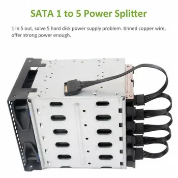 PC Computer Harddisk 4Pin hun IDE Molex 1 til 5 SATA-Splitter-Adapter Konverter, Strømforsyning, Kabel Ledning 18AWG Ledning Sort