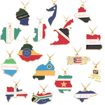 QIAMNI Land Kort Halskæde Usa Kurdistan Sydafrika Jamaica, Haiti, Egypten, Irland Somalia Kort Flag Halskæde til Mænd