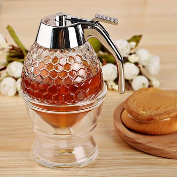 DEOUNY Honning Dispenser Ingen Dryp Akryl ahornsirup Dispenser Smuk Kam Formet Pot Krukke Med Stå Køkken Hjem Drinkware