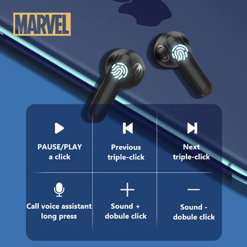 Marvel Ægte Autoriserede TWS Bluetooth-5.0 Headset Android-Hovedtelefon Vandtætte Øretelefoner til iPhone OS-Smart Telefon