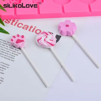 SILIKOLOVE 12 Hulrum Silikone Slikkepind Forme Kat Klo Blomst Pop Mould Bakke for DIY Hjemmelavet Dessert Værktøjer for Børn