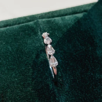 Aazuo Orignal 18K Hvide Guld, Ægte Diamanter 0.15 ct-Mode Dejlige Vand, Drop Linje Ring for en Kvinde Fashion Gave Fødselsdag