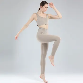 Problemfri Leggings Kvinder Fitness Tøj Kvindelige Høj Talje Yoga Bukser Træningsdragt Kvinder Fitness Tøj 2 Delt Sæt Med Lange Ærmer Top