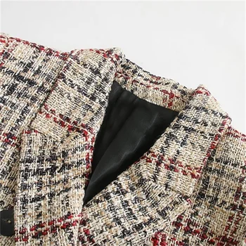 TRAF Kvinder 2020 Mode Dobbelt Breasted Tweed Ind Blazere Vintage Pels Lange Ærmer, Lommer Kvindelige Overtøj Streetwear
