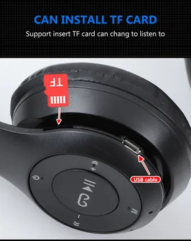 Multifunktionelle Trådløse Stereo-Bluetooth-Hovedtelefon MP3-Afspiller, FM-Radio Headset til iOS Android Mænd Kvinder