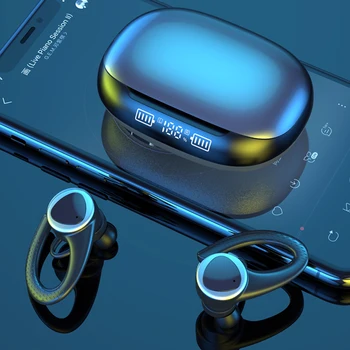 TWS Ear Hook-Hovedtelefoner Bluetooth-V5.1 Wireless Sports Headset med støjreduktion Musik Hovedtelefoner Øretelefoner Med Mikrofon til Smartphone