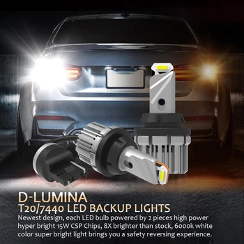 2stk Bil Backup LED Omvendt Lys 7440 T20 W21/5W W21W LED Pærer Med CSP Chips 21W 6000K 2800LM Xenon Hvid Canbus-Fejl Gratis