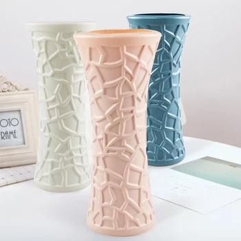 Nordisk Tørrede Blomster Og Frisk Blomst Vaser Pe Plast Drop-Resistente Desktop Dekorative Vaser Hjem Dekoration Solid Farve Vaser