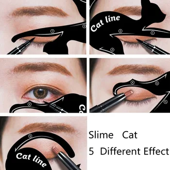 Smukke Big Eye Makeup Værktøj, Sort Flydende Eyeliner & Cat Eye Liner Stencil, Øje Pil Tegning Stencil, Makeup-Værktøjer